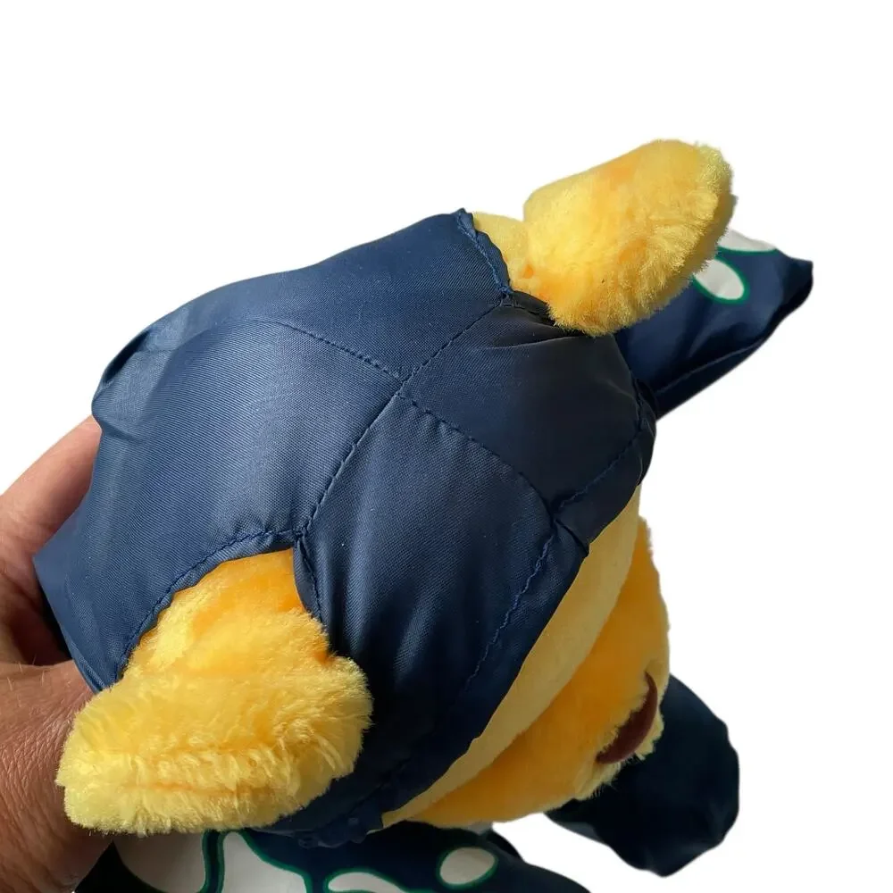 Vintage 90s Halloween Nylon Skeleton Bear Plush Costume Blue Stuffed Animal